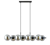 Sospensione Moderna Anfitrione 8 Luci In Acciaio Nero E Sfere In Vetro Fumè