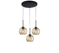 Sospensione Moderna Ankara 3 Luci Ferro Nero Vetro Soffiato Ambra [EEK: A++]
