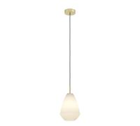 Sospensione Moderna Caprarola Acciaio Ottone Spazzolato Vetro 1 Luce E27
