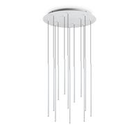 Sospensione Moderna Filo Metallo Bianco 12 Luci Led 25W 3000K Luce Calda