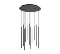 Sospensione Moderna Filo Metallo Nero 12 Luci Led 25W 3000K Luce Calda
