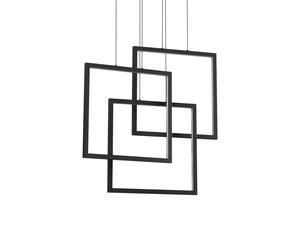 Sospensione Moderna Frame Alluminio Nero Led 80W 3000K Luce Calda