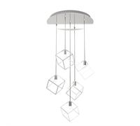 Sospensione Moderna Frame Metallo Cromo 5 Luci G9