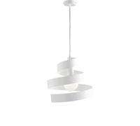 Sospensione Helix in ferro laccato bianco 1 luce, altezza 23 Cm, Cavo allungabile fino a 123, larghezza 30 Cm Bianco