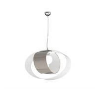Sospensione Moderna Lap Metallo Bianco E Vetro Tortora 1 Luce E27 52Cm