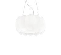 Sospensione Moderna Ovalino Vetro Bianco 5 Luci E27