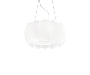 Sospensione Moderna Ovalino Vetro Bianco 5 Luci E27