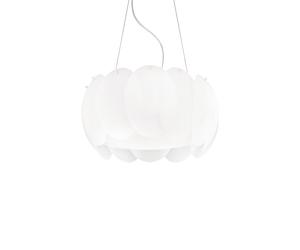 Sospensione Moderna Ovalino Vetro Bianco 5 Luci E27