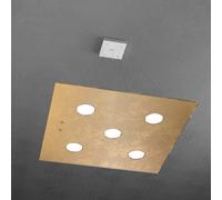 Sospensione Moderna Quadrata Path Vetro Foglia Oro 5 Luci Gx53