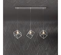 Sospensione Moderna Rettangolare Frame Metallo Cromo 3 Luci G9
