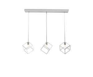 Sospensione Moderna Rettangolare Frame Metallo Cromo 3 Luci G9