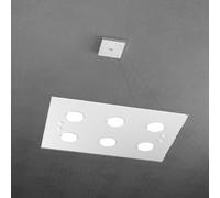 Sospensione Moderna Rettangolare Path Vetro Bianco 6 Luci Gx53