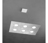 Sospensione Moderna Rettangolare Path Vetro Foglia Argento 6 Luci Gx53