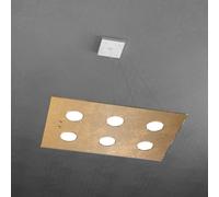 Sospensione Moderna Rettangolare Path Vetro Foglia Oro 6 Luci Gx53