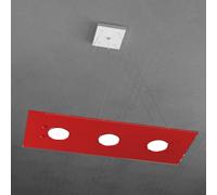 Sospensione Moderna Rettangolare Path Vetro Rosso 3 Luci Gx53