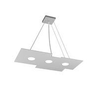 Sospensione Moderna Rettangolare Plate Metallo Grigio 3 Luci Gx53
