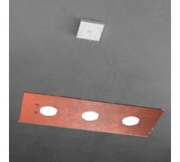 Sospensione Moderna Rettangolare Vetro Foglia Rame 3 Luci Gx53