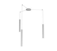 Sospensione Moderna Round Tube Metallo Grigio 3 Luci Gu10