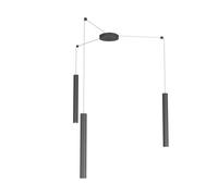 Sospensione Moderna Round Tube Metallo Grigio Antracite 3 Luci Gu10