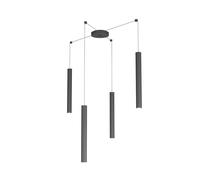 Sospensione Moderna Round Tube Metallo Grigio Antracite 4 Luci Gu10