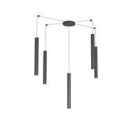 Sospensione Moderna Round Tube Metallo Grigio Antracite 5 Luci Gu10
