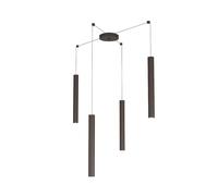 Sospensione Moderna Round Tube Metallo Marrone 4 Luci Gu10