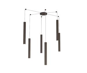 Sospensione Moderna Round Tube Metallo Marrone 6 Luci Gu10