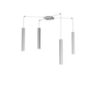 Sospensione Moderna Square Tube Metallo Grigio 4 Luci Gu10