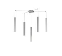 Sospensione Moderna Square Tube Metallo Grigio 5 Luci Gu10