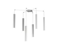 Sospensione Moderna Square Tube Metallo Grigio 6 Luci Gu10