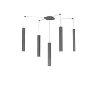 Sospensione Moderna Square Tube Metallo Grigio Antracite 5 Luci Gu10