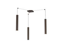 Sospensione Moderna Square Tube Metallo Marrone 3 Luci Gu10