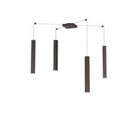 Sospensione Moderna Square Tube Metallo Marrone 4 Luci Gu10