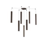 Sospensione Moderna Square Tube Metallo Marrone 7 Luci Gu10