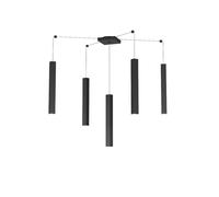 Sospensione Moderna Square Tube Metallo Nero 5 Luci Gu10
