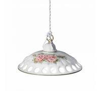 Lampadario Classico Napoli Ceramica E Ottone Satinato Decorato 1 Luce E27
