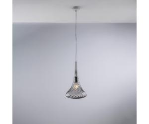 Sospensione Nemesi Ø20xH42 - MAX 142 cm, Grigio, Ferro con Vetro Grigio Pyrex