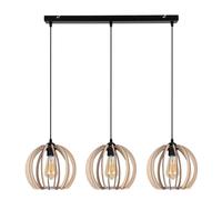 Sospensione Nero E27 Legno Metallo 3-flammig Sala Pendelleuchte 80 CM Lungo