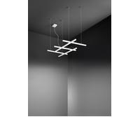 Sospensione NET piccola a LED 50W 3500LM - CCT 3000K 4000K 6000K in alluminio verniciato bianco sorretto da 4 cavi