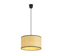 Sospensione Nordica 1 Luce Ladone In Acciaio Nero E Rattan