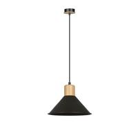 Sospensione Nordica 1 Luce Soma In Acciaio Nero E Legno