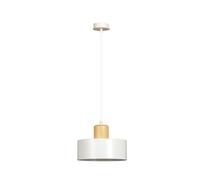 Sospensione Nordica 1 Luce Surya In Acciaio Bianco E Legno