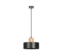Sospensione Nordica 1 Luce Surya In Acciaio Nero E Legno