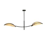 Sospensione Nordica 2 Luci Ares In Acciaio E Rattan Con Bracci Regolabili