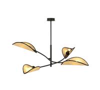 Sospensione Nordica 4 Luci Ares In Acciaio E Rattan Con Bracci Regolabili