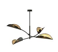 Sospensione Nordica 4 Luci Ares In Acciaio Nero Oro Bracci Regolabili