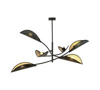 Sospensione Nordica 6 Luci Marte In Acciaio Nero Oro Bracci Regolabili