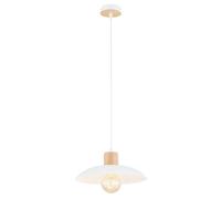 Sospensione Nordica Ramachandra 1 Luce In Legno E Acciaio Bianco