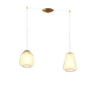 Sospensione Contemp. Double Skin Metallo Ottone Sat. Vetro B-G Ambra 2 Luci E27