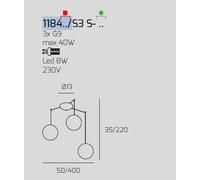 SOSPENSIONE OTTONE SAT. 3 LUCI SPOSTABILE VETRI TR + 2X AM 1184OS-S3 S-TA